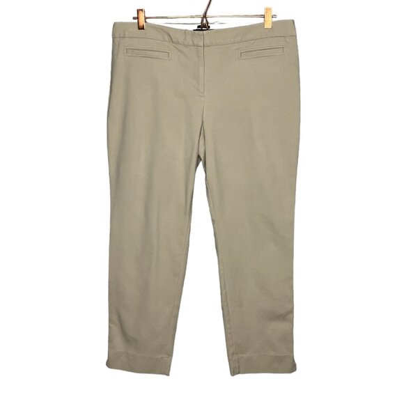 Talbots Petites 16 16P Khaki Hampshire Stretch Crop Ankle‎ Cotton Blend Pants - Picture 1 of 4
